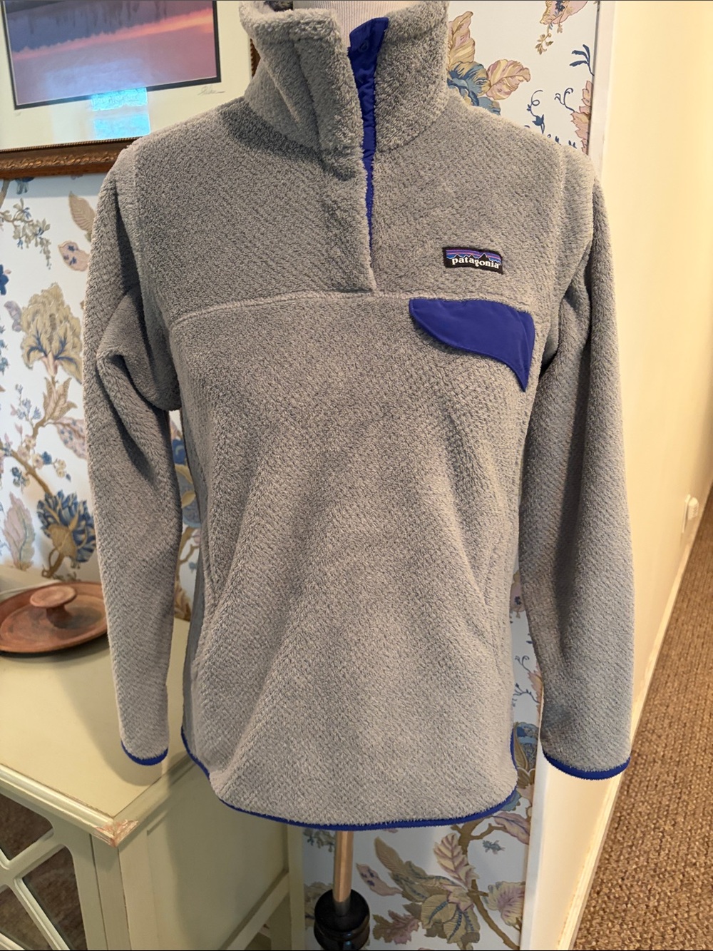 Patagonia Re-Tool T Snap Fleece Quartered-Zip with Blue Trim